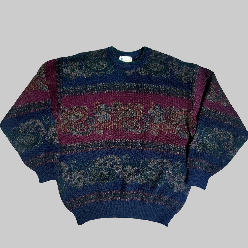 Vintage Men's London Fog Paisley Sweater Size L 1990s